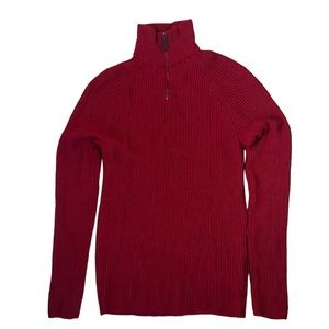 SALE Banana Republic red wool blend quarter zip sweater Sz M Tall